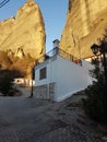 Meteora monastery in kalampaka city greece christian orthodox churches on high scenic rocks