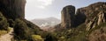 Meteora mountains and rock monasteries in Greece.