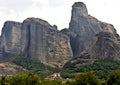 Meteora peaks at Kalambaka in Greece Royalty Free Stock Photo