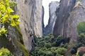 Meteora peaks at Kalambaka in Greece Royalty Free Stock Photo