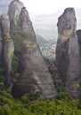 Meteora peaks at Kalambaka, Greece Royalty Free Stock Photo