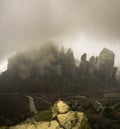 Aerial drone image of Meteora