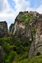 Meteora monastery, spectacular landscape with buildings on the t Royalty Free Stock Photo