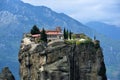 Meteora monastery, spectacular landscape with buildings on the t Royalty Free Stock Photo