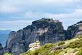 Meteora monastery, spectacular landscape with buildings on the t Royalty Free Stock Photo