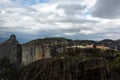 Meteora monastery, spectacular landscape with buildings on the t Royalty Free Stock Photo