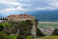 Meteora monastery, spectacular landscape with buildings on the t Royalty Free Stock Photo