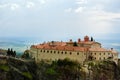 Meteora monastery, spectacular landscape with buildings on the t Royalty Free Stock Photo