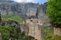 Meteora monastery, spectacular landscape with buildings on the t Royalty Free Stock Photo