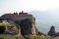 Landscape of Meteora and monastery built on top of rocks , Kalambaka, Greece Royalty Free Stock Photo