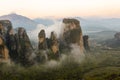 Meteora rock formation in Kalambaka, Greece: a geological phenomen, early morning