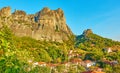 The Meteora rocks and Kalambaka town