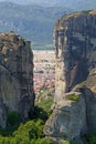 Meteora Rocks and Kalampaka Town Royalty Free Stock Photo