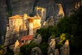 Meteora Roussanou Monastery at sunrise Greece Royalty Free Stock Photo