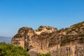 Meteora - Scenic sunrise view of Holy Monastery of Great Meteoron Meteoro Monastery, Megalo Meteoron near Kalambaka, Royalty Free Stock Photo