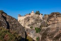 Meteora - Scenic sunrise view of Holy Monastery of Great Meteoron Meteoro Monastery, Megalo Meteoron near Kalambaka, Royalty Free Stock Photo