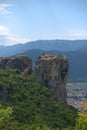 8/9/2020 Greece, Trikala city, Meteora, cluster of rocks and orthodox monasteries Royalty Free Stock Photo