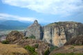 8/9/2020 Greece, Trikala city, Meteora, cluster of rocks and orthodox monasteries Royalty Free Stock Photo