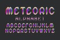 Meteoric alphabet. Colorful stylized font. Isolated english alphabet