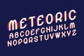 Meteoric font. Stylized letters with a gradient illumination. Isolated english alphabet