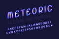 Meteoric letters with numbers and currency signs. Vibrant font. Isolated english alphabet