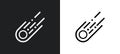 meteorite falling outline icon in white and black colors. meteorite falling flat vector icon from astronomy collection for web,