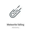 Meteorite falling outline vector icon. Thin line black meteorite falling icon, flat vector simple element illustration from Royalty Free Stock Photo