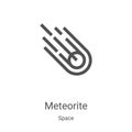 meteorite icon vector from space collection. Thin line meteorite outline icon vector illustration. Linear symbol for use on web