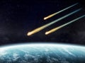 Meteorite impact on a planet in space Royalty Free Stock Photo