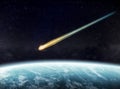 Meteorite impact on a planet in space Royalty Free Stock Photo
