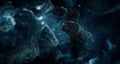 Asteroids in distant solar system. Science fiction concept.