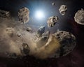 Meteorites pieces from the moon Deep space image, science fiction fantasy ideal for wallpaper and print. Elements of this image Royalty Free Stock Photo