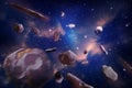 Meteorites in Space of night sky