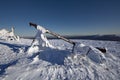 Meteorological equipment in snow.Weather station. Royalty Free Stock Photo