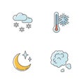 Meteorological forecast RGB color icons set Royalty Free Stock Photo