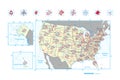 Windrose chart set, compass rose with map example