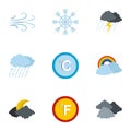 Meteorological icons set, flat style