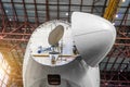 Meteorological radar of the Doppler under the nose of the aircraft from the cockpit. Royalty Free Stock Photo