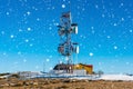 Meteorological station on mountain at winter Royalty Free Stock Photo