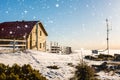 Meteorological station on mountain at winter Royalty Free Stock Photo