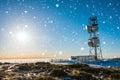 Meteorological station on mountain at winter Royalty Free Stock Photo