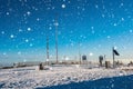 Meteorological station on mountain at winter Royalty Free Stock Photo