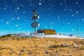 Meteorological station on mountain at winter Royalty Free Stock Photo