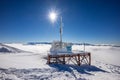 Meteorological station on top of mountain on winter resort Royalty Free Stock Photo