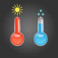 The meteorological thermometer shows cold and heat.
