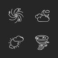 Meteorological warning chalk white icons set on black background Royalty Free Stock Photo