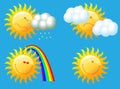 Meteorological weather icons with sun.