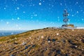 Meteorological station on mountain at winter Royalty Free Stock Photo