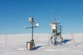 Meteorological weather station, wind meter in front of Meadow Hut, krkonose mountains, winter sunny day