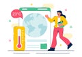 Meteorologist Vector Illustration featuring a Weather Forecaster Analyzing Atmospheric Precipitation Maps and Weather Patterns